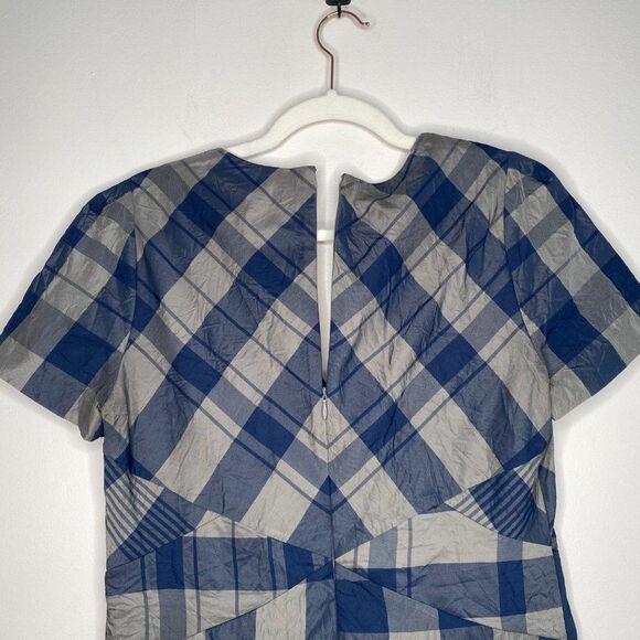 CLUB MONACO Green & Blue Plaid V Neck Dress | Size: 6 - Picture 5 of 6